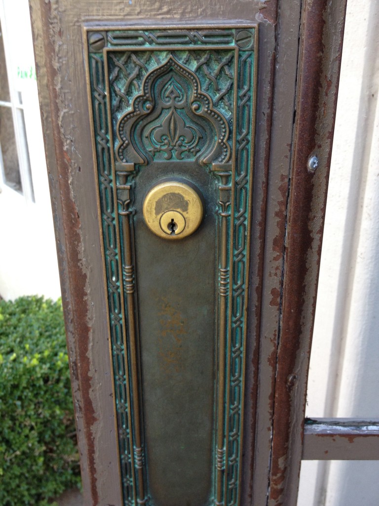 Worn bronze door hardware